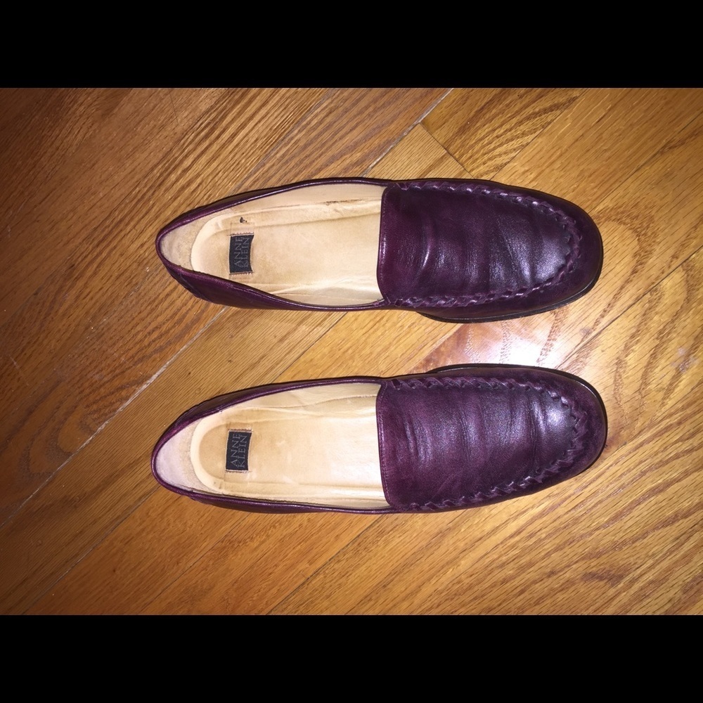 Vintage Anne Klein Eggplant Leather Loafers - 8 - Picture 7 of 7